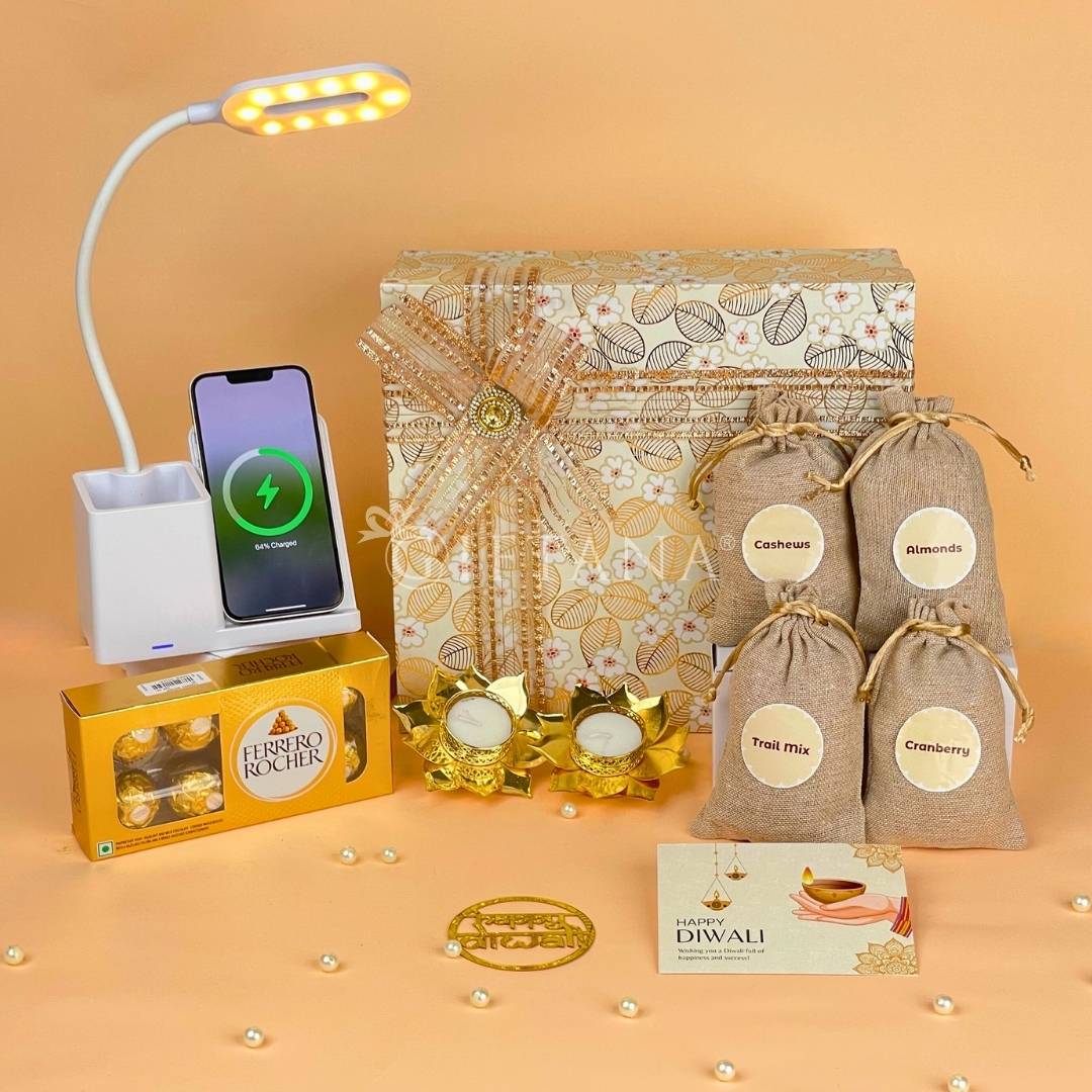 Unique Electronics Diwali Gifts - Lamp & Dry Fruits