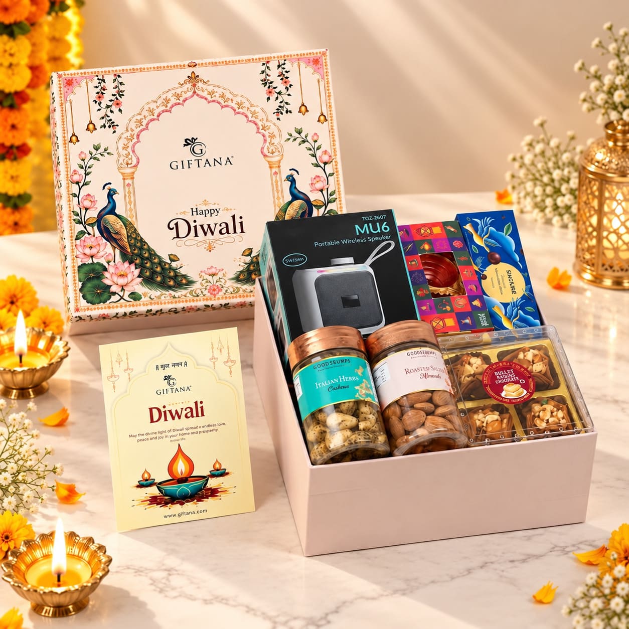 Diwali Gift Hampers Online - Flavored Cashews, Almonds, Chocolates